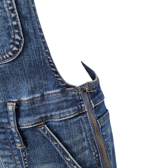 Madewell Women's Skinny Denim Overalls Raw Hem Side Zip Overalls Size XS - Picture 3 of 7